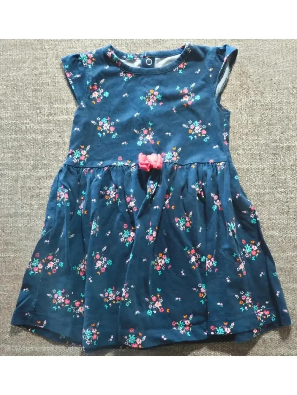 Carter's Child of Mine Navy Floral Dress 18M Pink Bow Toddler Girl #1076